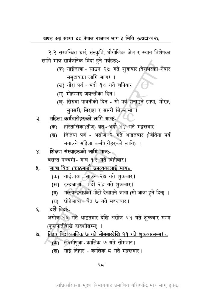 list of public holidays in nepal 2079