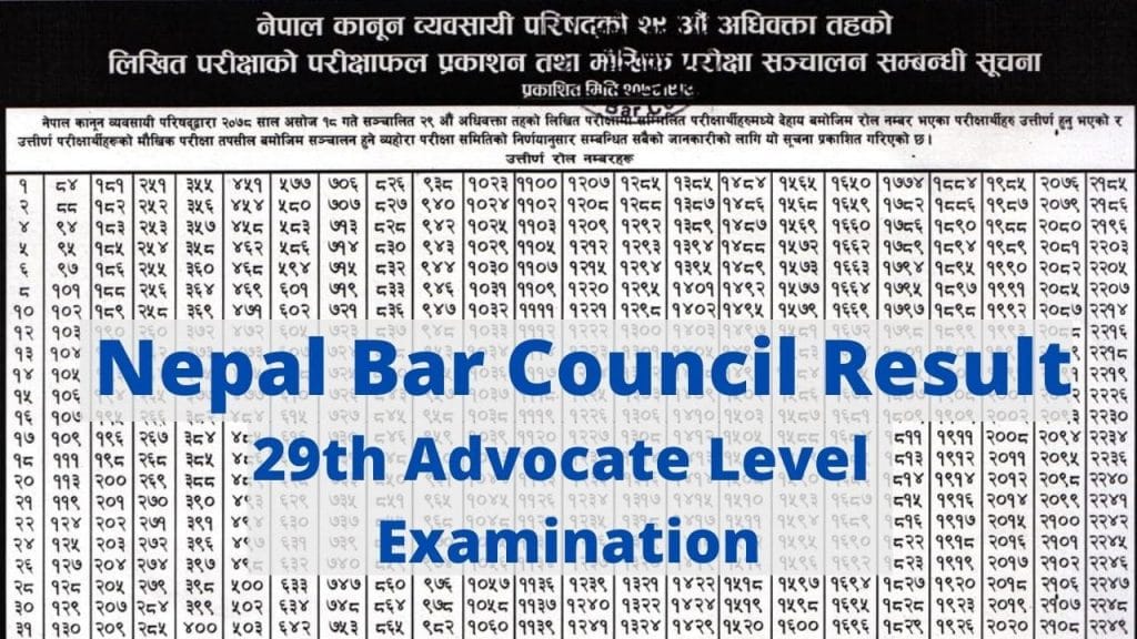 Nepal Bar Council Result 2078: 29th Advocate Level Exam Result nepal bar council result